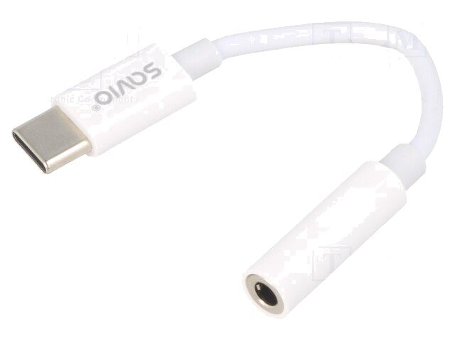 Kabel; USB 3.1; Jack 3,5mm aansluiting,USB-C-stekker; 0,11m; wit Kabel; USB 3.1; Jack 3,5mm aansluiting,USB-C-stekker; 0,11m; wit